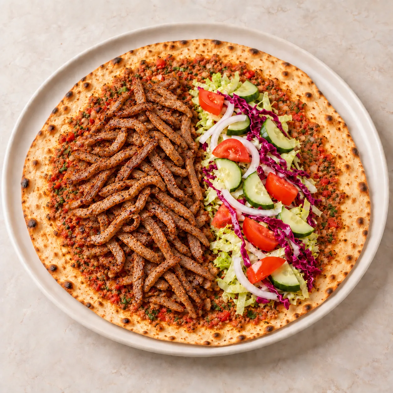 Turkse pizza lamsshoarma